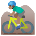 🚵🏽‍♂️ man mountain biking: medium skin tone display on Google